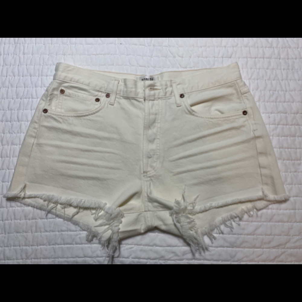 AGOLDE Parker Vintage Cut Off Shorts in white